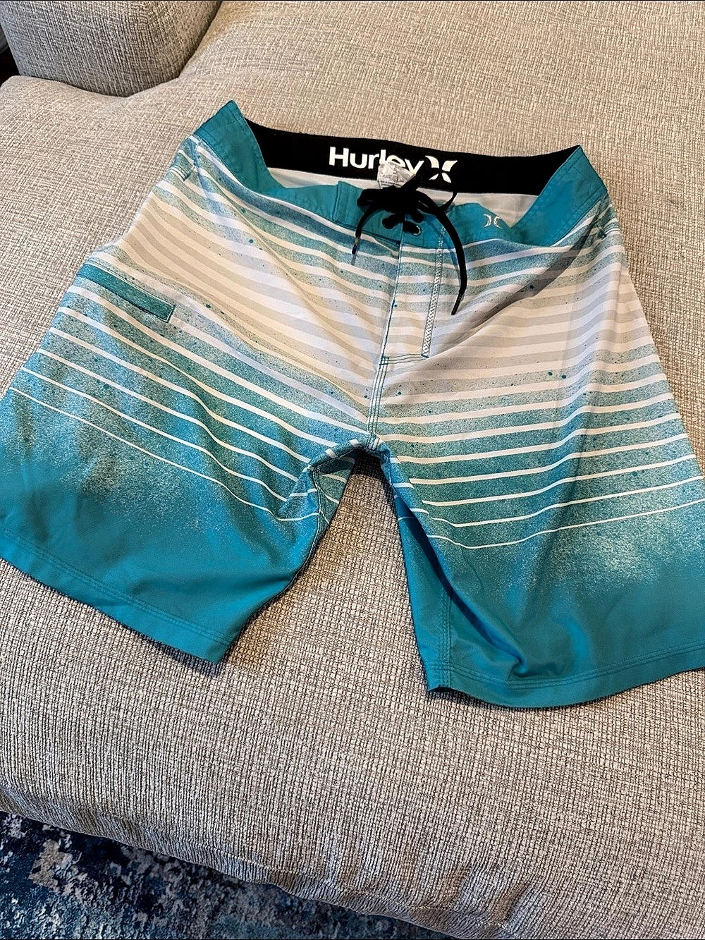 Hurley Phantom Boardshorts Striped Blue & White Waist 31